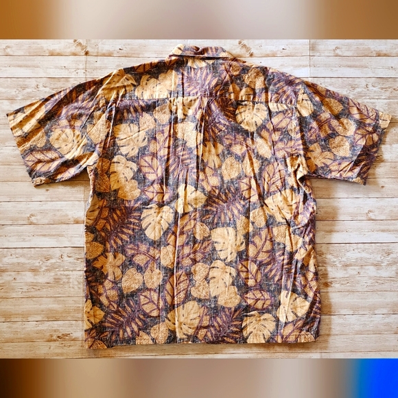 Tori Richard mens XL Hawaiian shirt Leaves tan brown - Picture 2 of 6